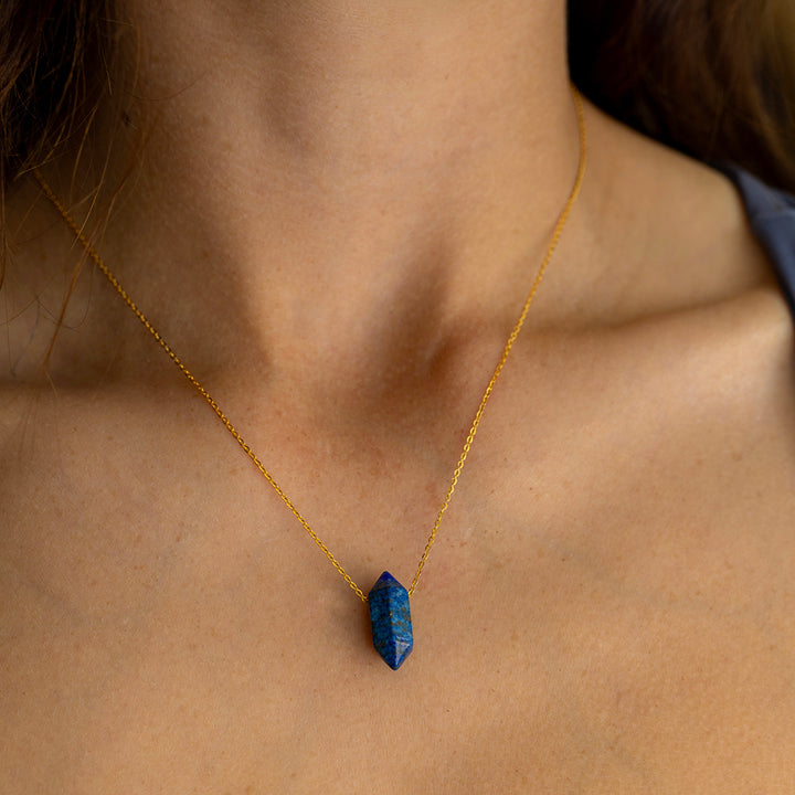Lapis Lazuli Necklace – Polished Point Pendant – Healing Crystal for Courage