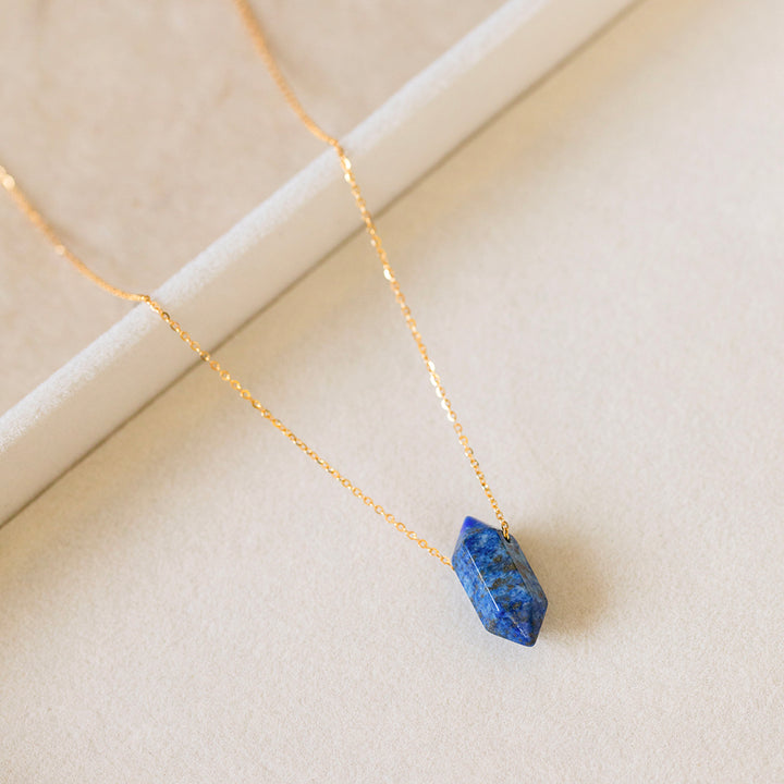 Lapis Lazuli Necklace – Polished Point Pendant – Healing Crystal for Courage