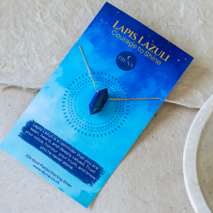 Lapis Lazuli Necklace – Polished Point Pendant – Healing Crystal for Courage