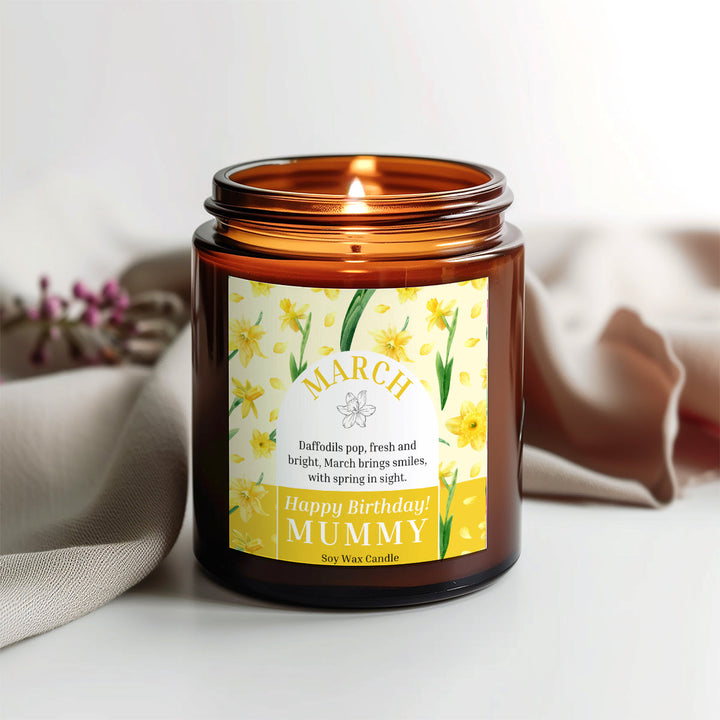 March Birth Month Candle – Personalised Birthday Gift - Djuna Studios