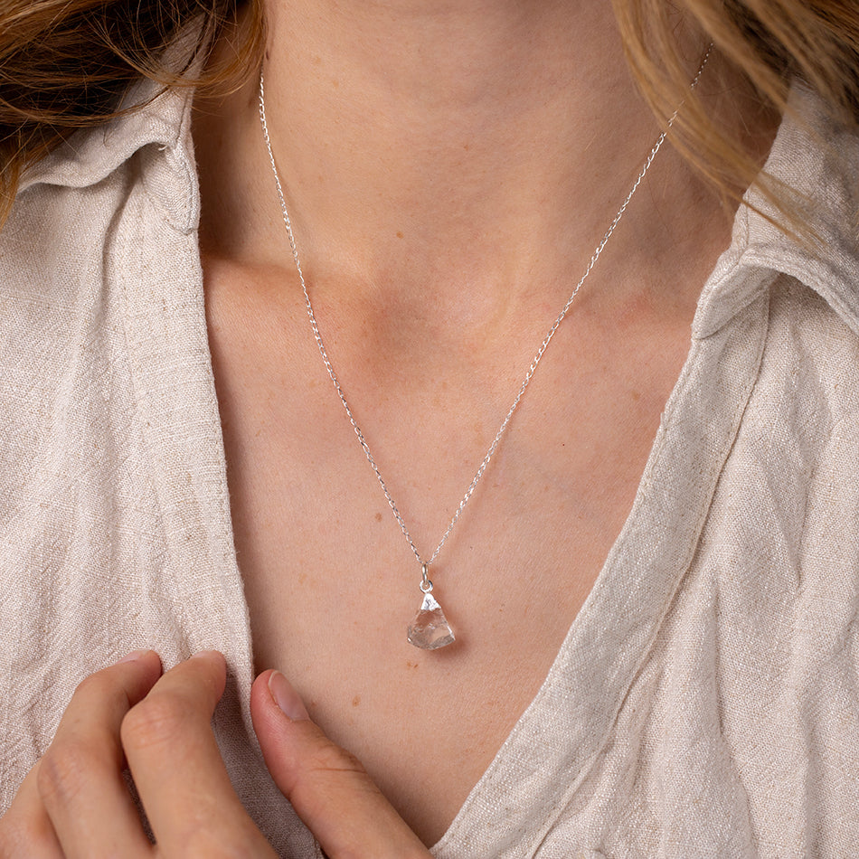 Raw Quartz Necklace Silver Dipped - Djuna Studios