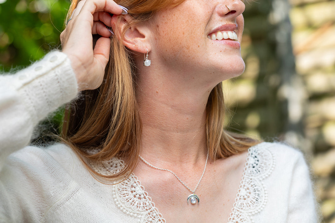 Moonstone Drop Earrings - Djuna Studios