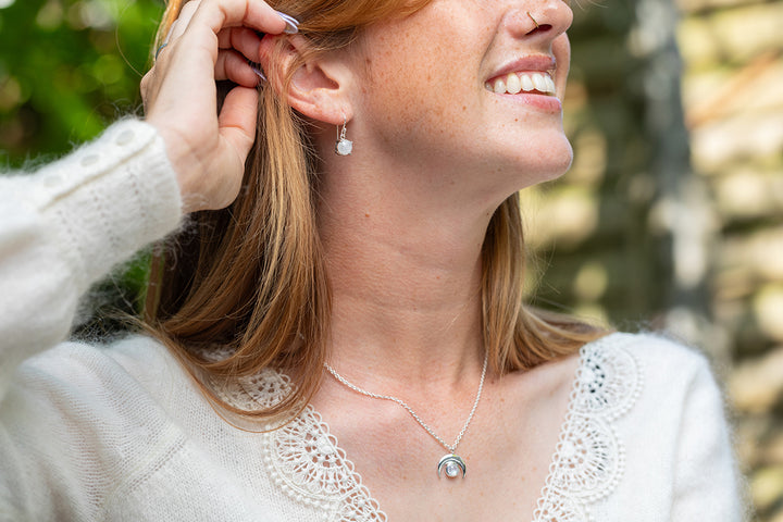 Moonstone Drop Earrings - Djuna Studios