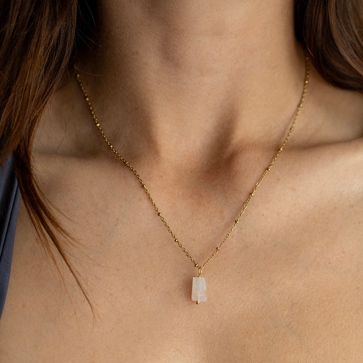 Rainbow Moonstone Necklace – Raw Crystal Pendant – Goddess Energy Healing Jewellery