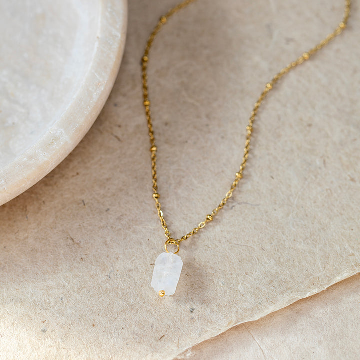 Rainbow Moonstone Necklace – Raw Crystal Pendant – Goddess Energy Healing Jewellery