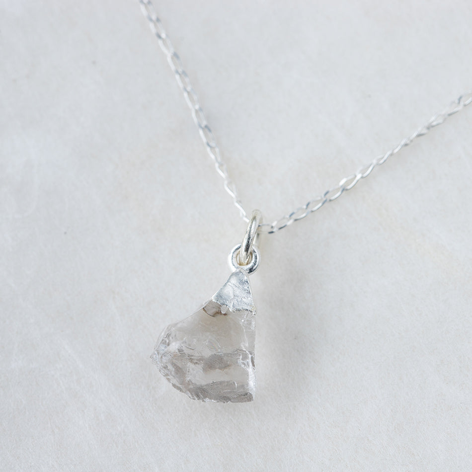 Raw Quartz Necklace Silver Dipped - Djuna Studios