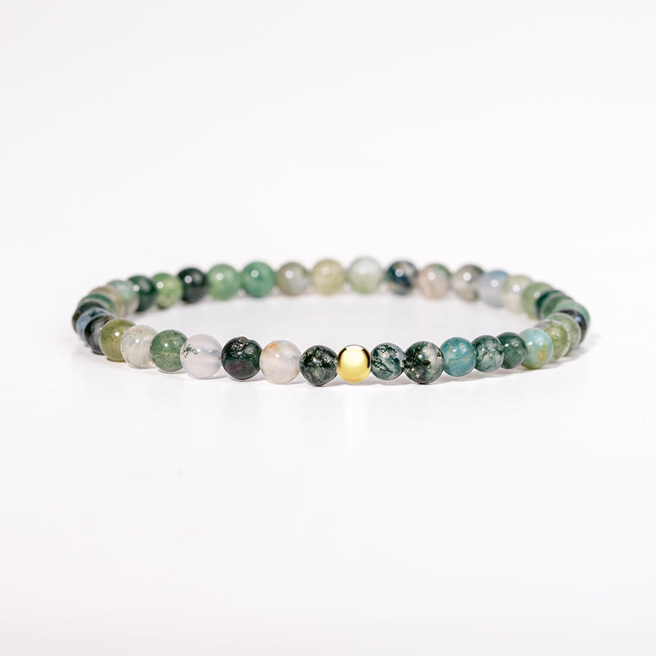 Moss Agate Gemstone Bracelet 4mm - Djuna Studios