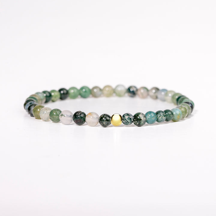 Moss Agate Gemstone Bracelet 4mm