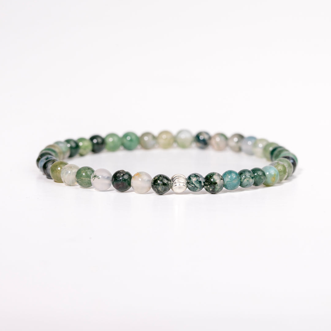 Moss Agate Gemstone Bracelet 4mm