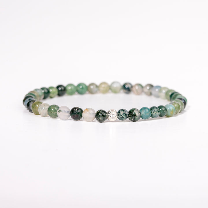 Moss Agate Gemstone Bracelet 4mm - Djuna Studios