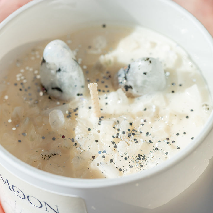 New Moon Candle with Moonstone Crystals - Djuna Studios
