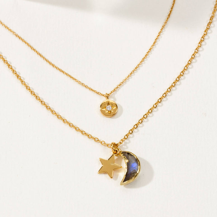 Moonlit Sky Layered Necklace Set with Labradorite