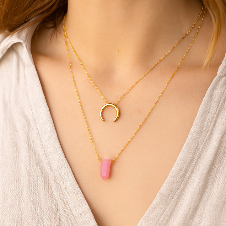 Peruvian Opal Point Gemstone Layered Necklace Set