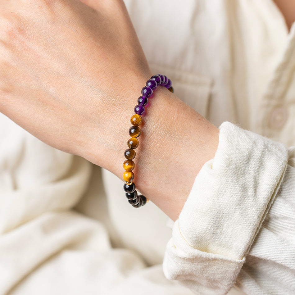 Journey's Guard: Black Tourmaline, Amethyst & Tiger Eye - Djuna Studios