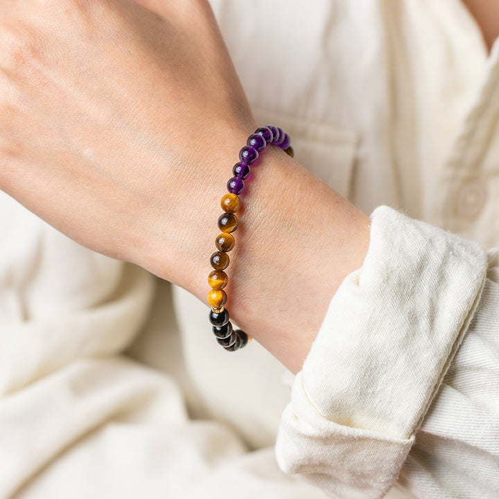 Journey's Guard: Black Tourmaline, Amethyst & Tiger Eye - Djuna Studios