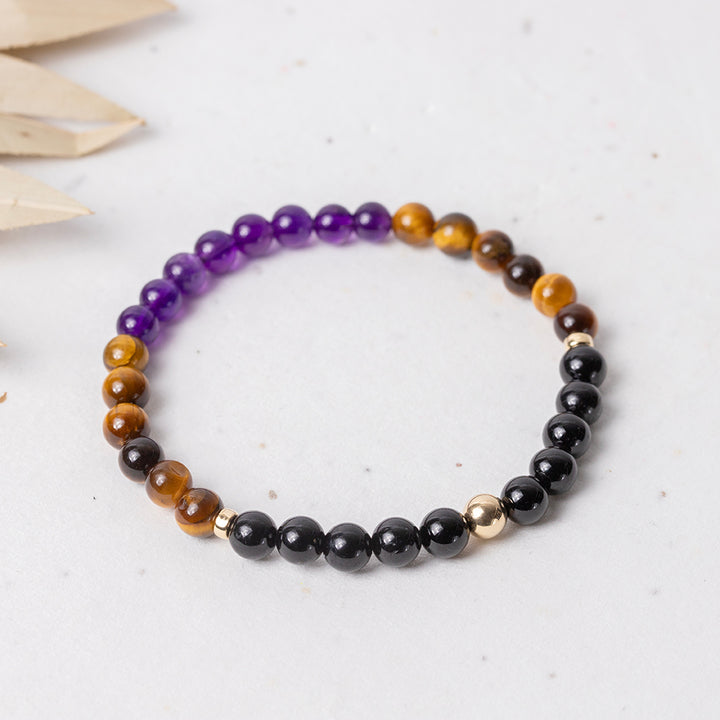 Journey's Guard: Black Tourmaline, Amethyst & Tiger Eye - Djuna Studios