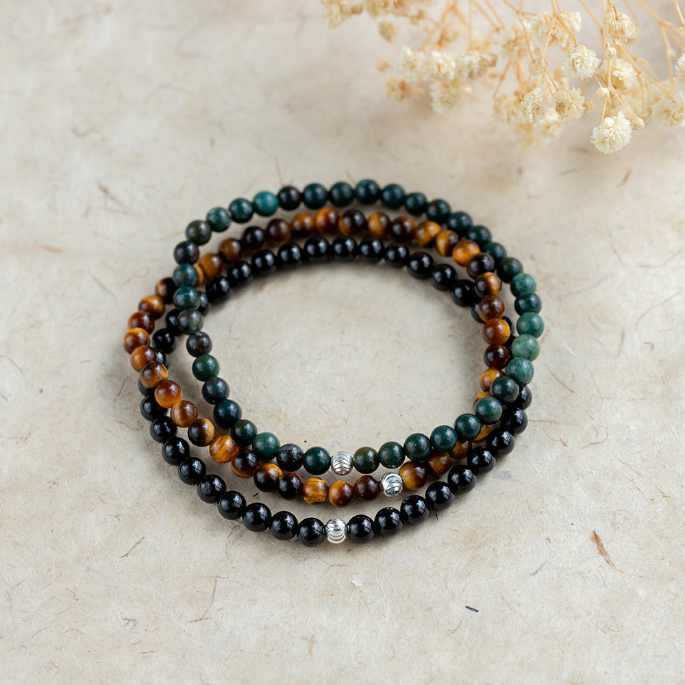 Protection Bracelet Set with Black Tourmaline