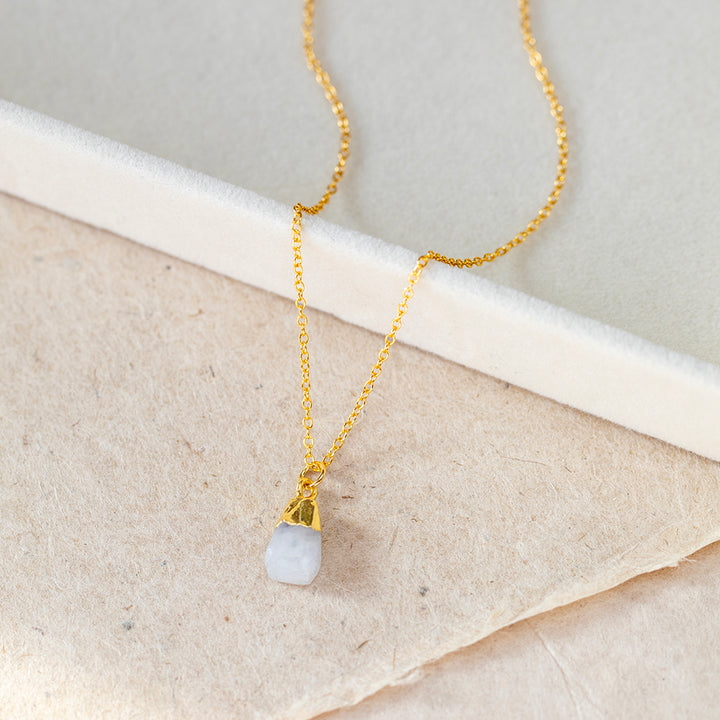 Clear Quartz Necklace – Raw Crystal Pendant – Gold Dipped Healing Stone Jewellery