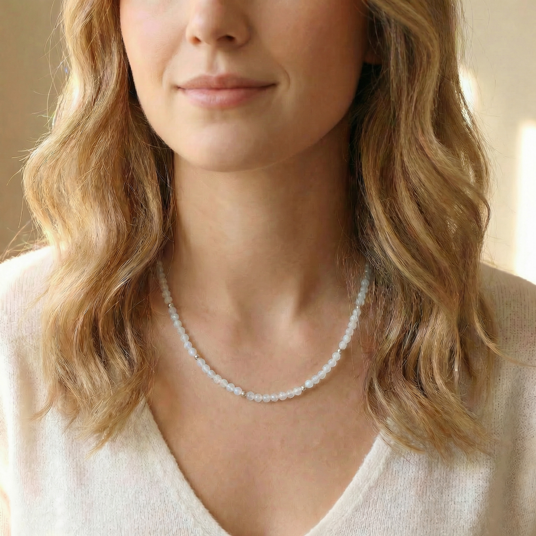 Rainbow Moonstone Beaded Necklace
