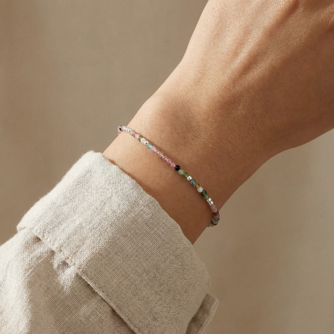 Skinny Rainbow Tourmaline Gemstone Bracelet