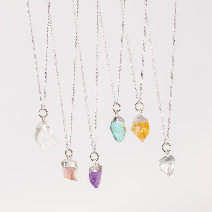 Raw Quartz Necklace Silver Dipped - Djuna Studios