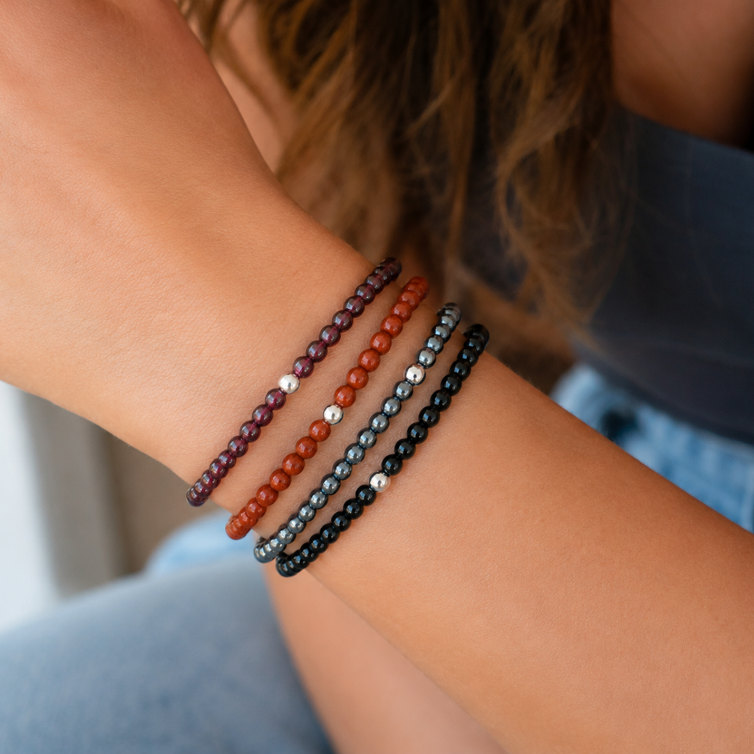 Root Chakra Bracelet Set – Healing Crystals for Grounding, Strength & Stability
