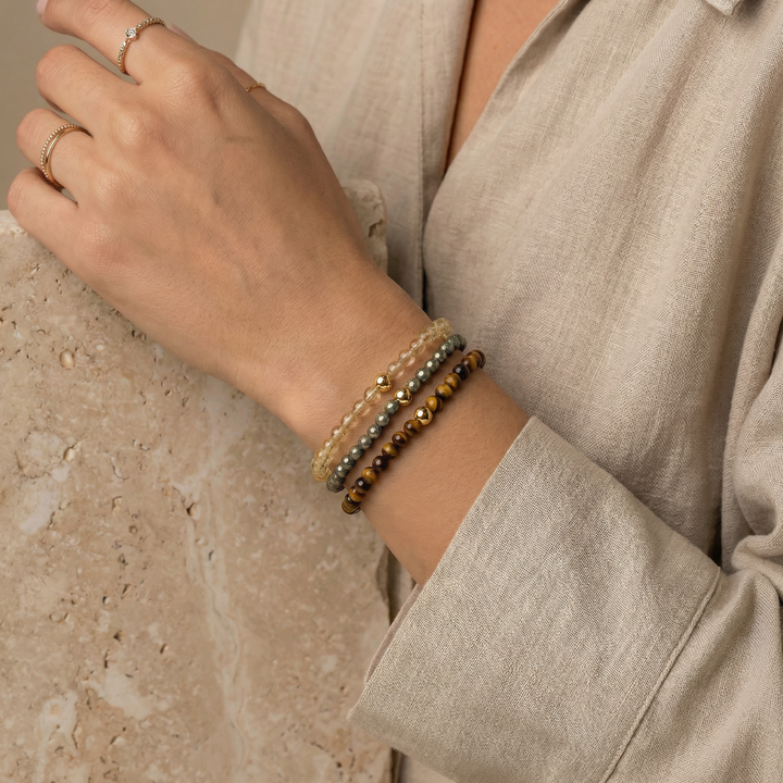 Prosperity Bracelet Set with Citrine, Pyrite and Tiger Eye