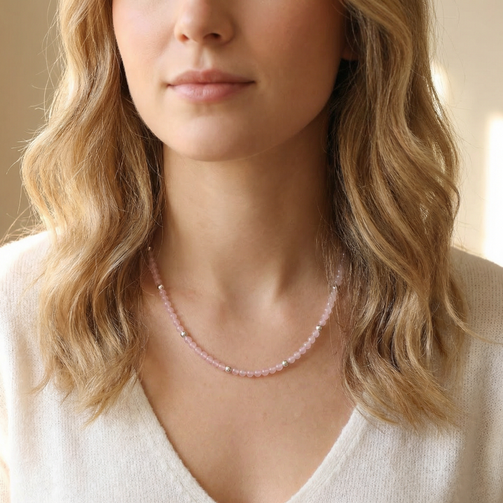 Rose Quartz Beaded Necklace