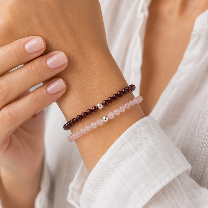 Garnet Gemstone Stone Bracelet 4mm
