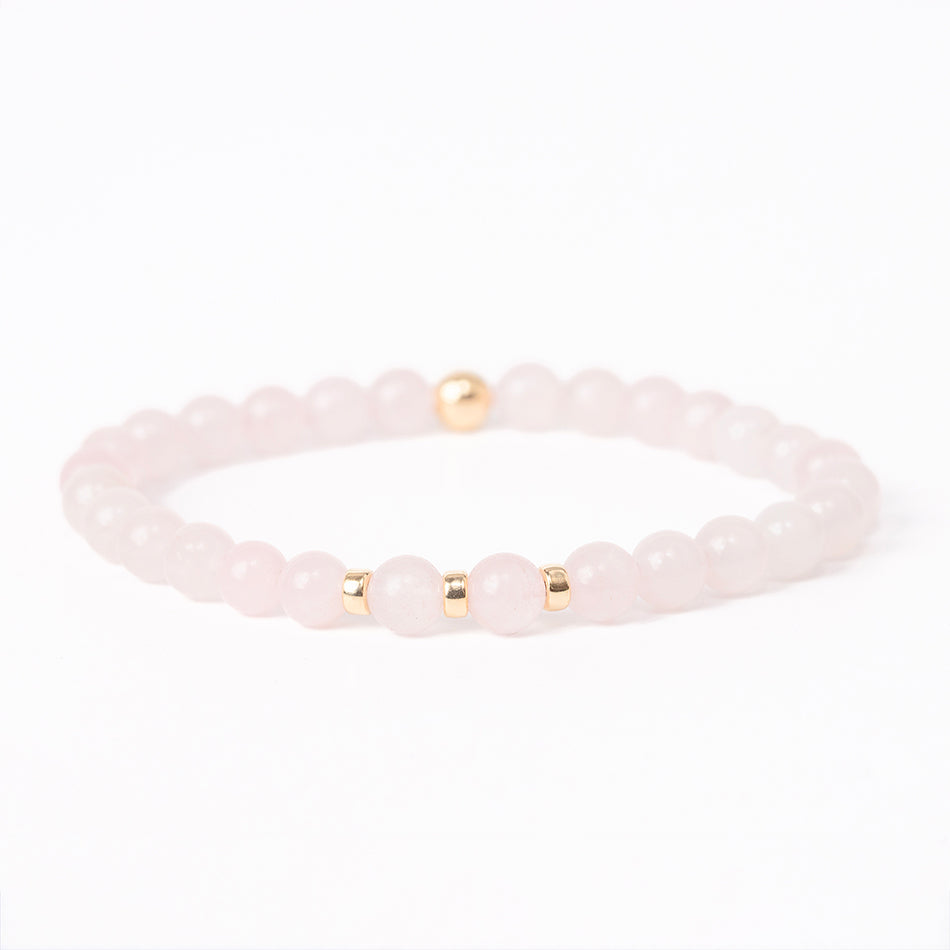 Rose Quartz Gemstone Bracelet - 6mm Beads