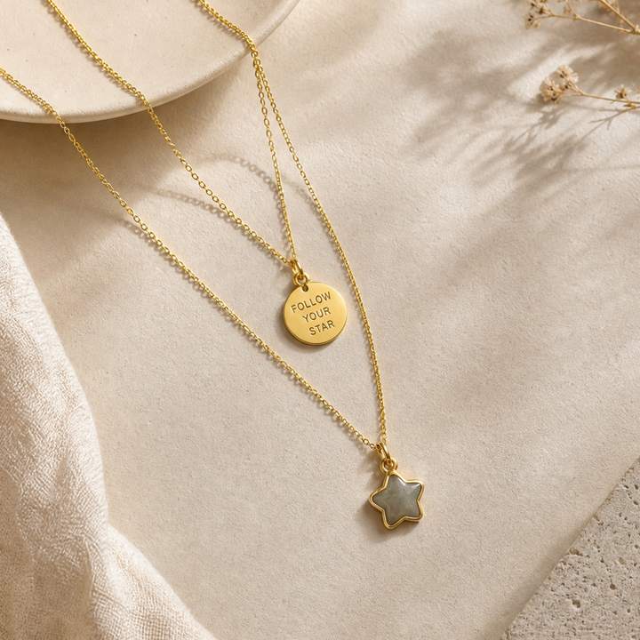 Follow Your Star Labradorite Layered Necklace Set