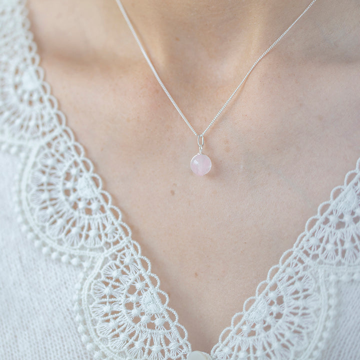 Rose Quartz Minimalist Bead Necklace