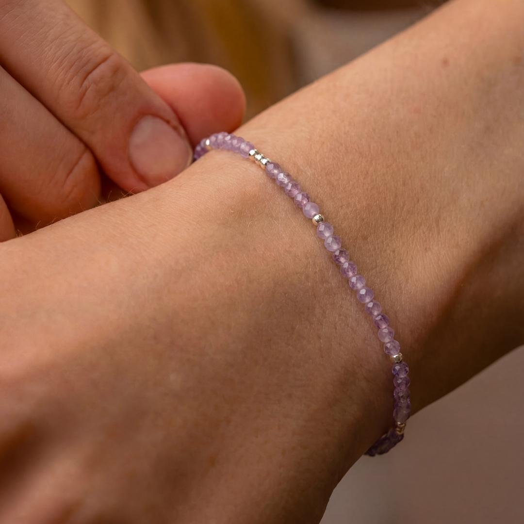 Skinny Amethyst Gemstone Bracelet