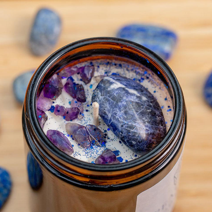 Sodalite Crystal Candle – Soy Wax, Crystal for Creativity & Inspiration