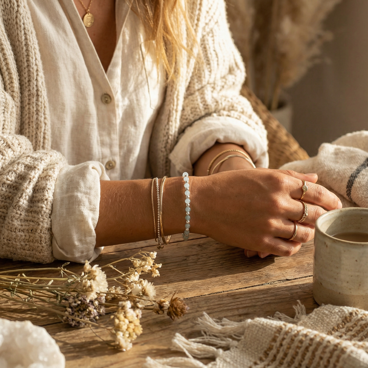 Aquamarine and Silver 4mm Bracelet