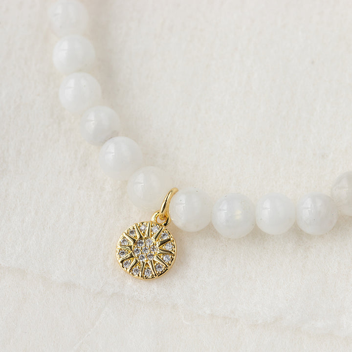 Rainbow Moonstone Bracelet with Celestial Charm - Djuna Studios