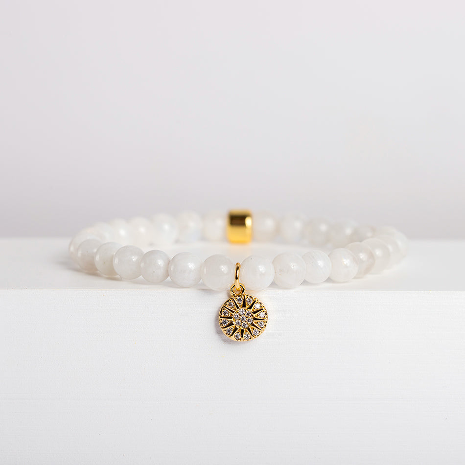 White Quartz with Gold Star Charm White Quartz with Gold Star Charm