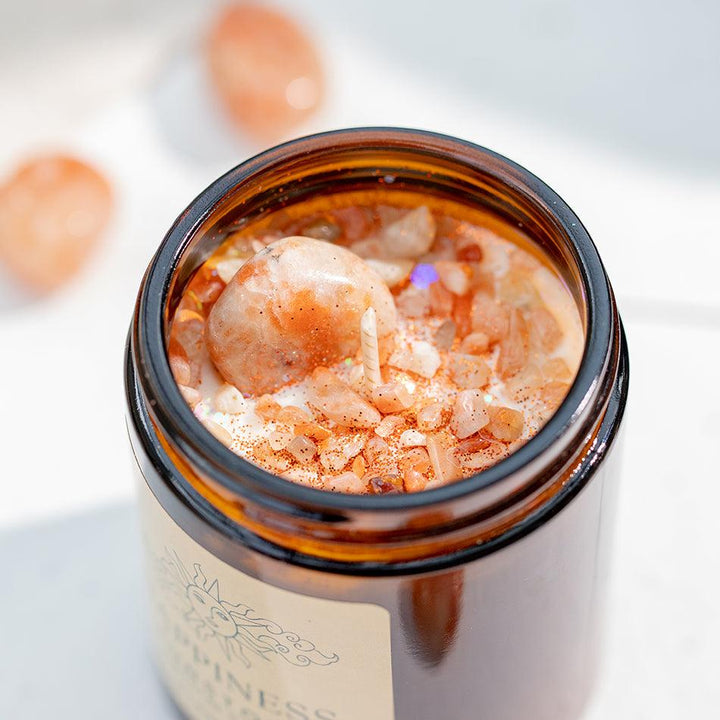 Sunstone Crystal Candle – Boost Joy & Confidence, Handmade Soy Candle
