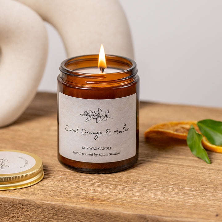 Sweet Orange and Amber Soy Wax Candle - Djuna Studios