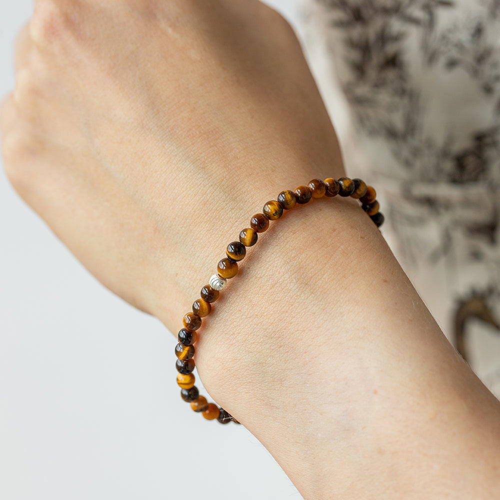 Tiger Eye Gemstone Bracelet 4mm