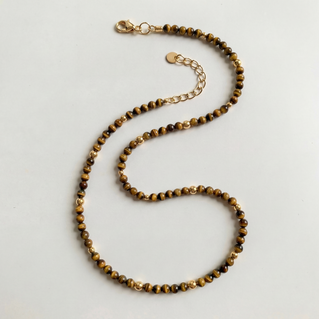 Tiger Eye Gemstone Beaded Necklace