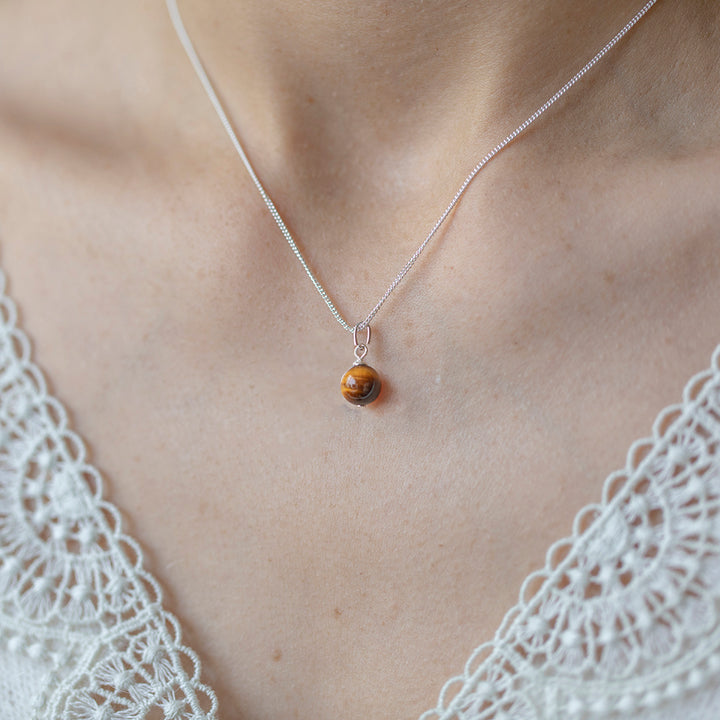 Tiger's Eye Minimalist Bead Necklace