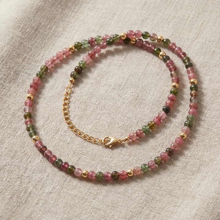 Rainbow Tourmaline Beaded Necklace