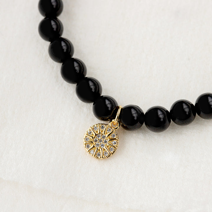 Sunstar Charm Black Tourmaline Bracelet