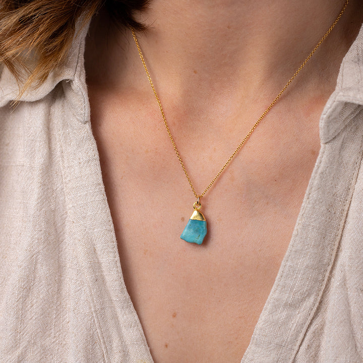 Raw Turquoise Gold Dipped Necklace - Djuna Studios
