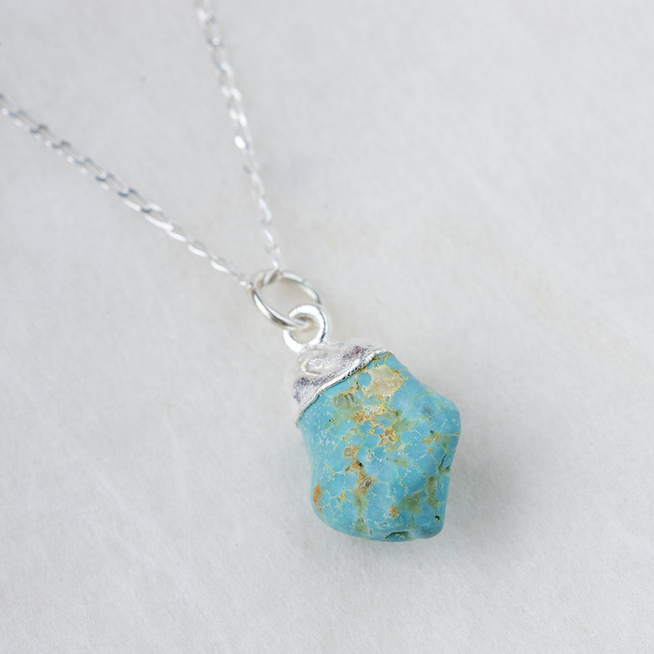 Raw Turquoise Silver Dipped Necklace