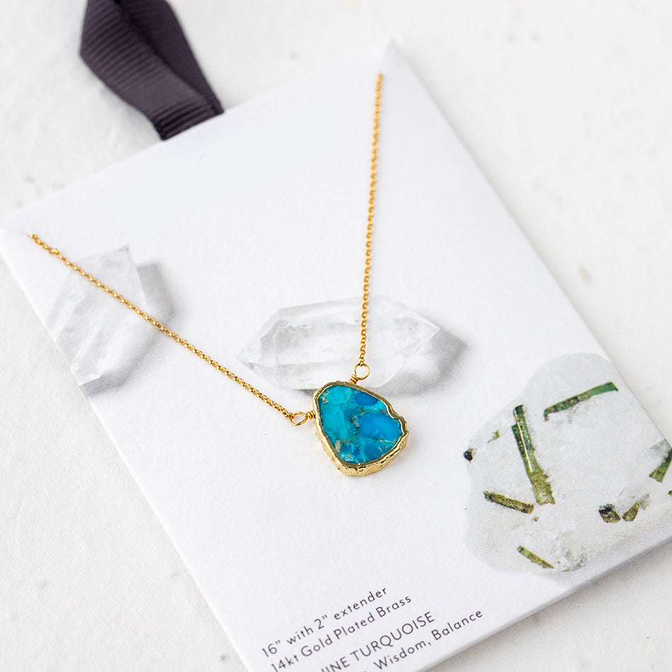 Turquoise Gemstone Slice Necklace - Djuna Studios