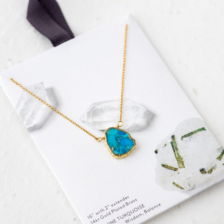 Turquoise Gemstone Slice Necklace - Djuna Studios