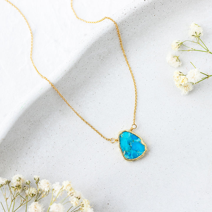 Turquoise Gemstone Slice Necklace - Djuna Studios
