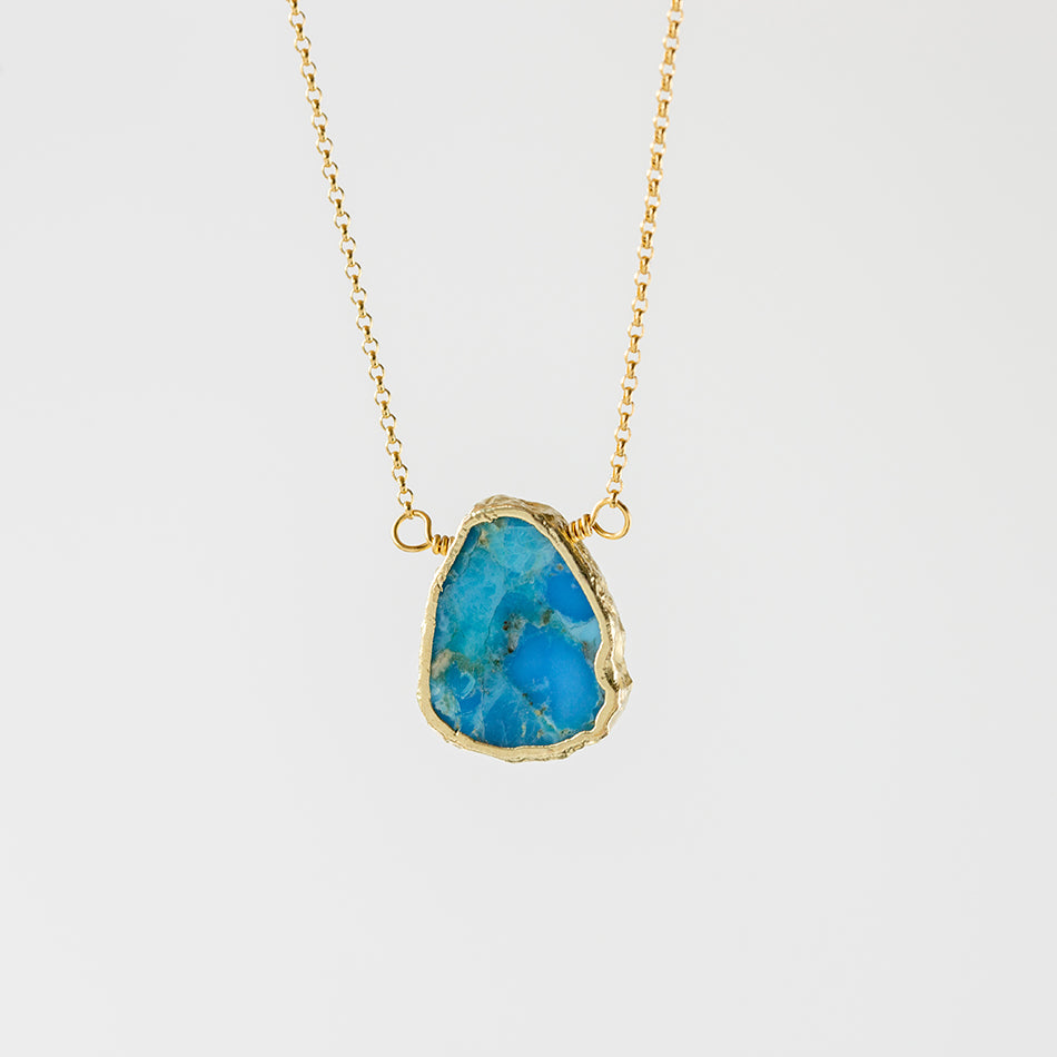 Turquoise Gemstone Slice Necklace - Djuna Studios